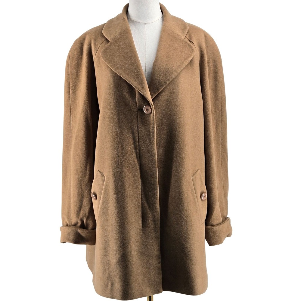 Katherine Kelly Coat Womens 18 Beige 100% Cashmere Overcoat Lined Pockets